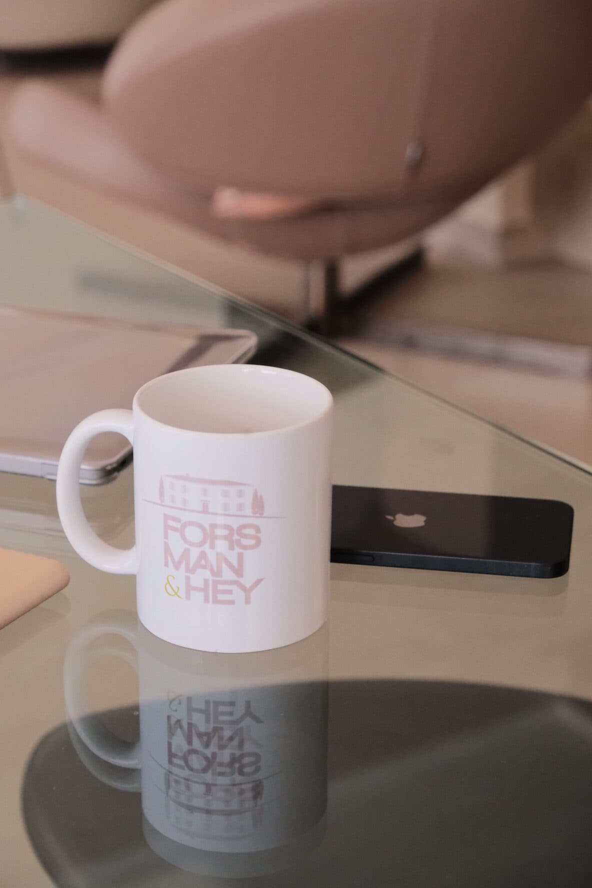 Mugs in the Forsman & Hey colours on the agency table
