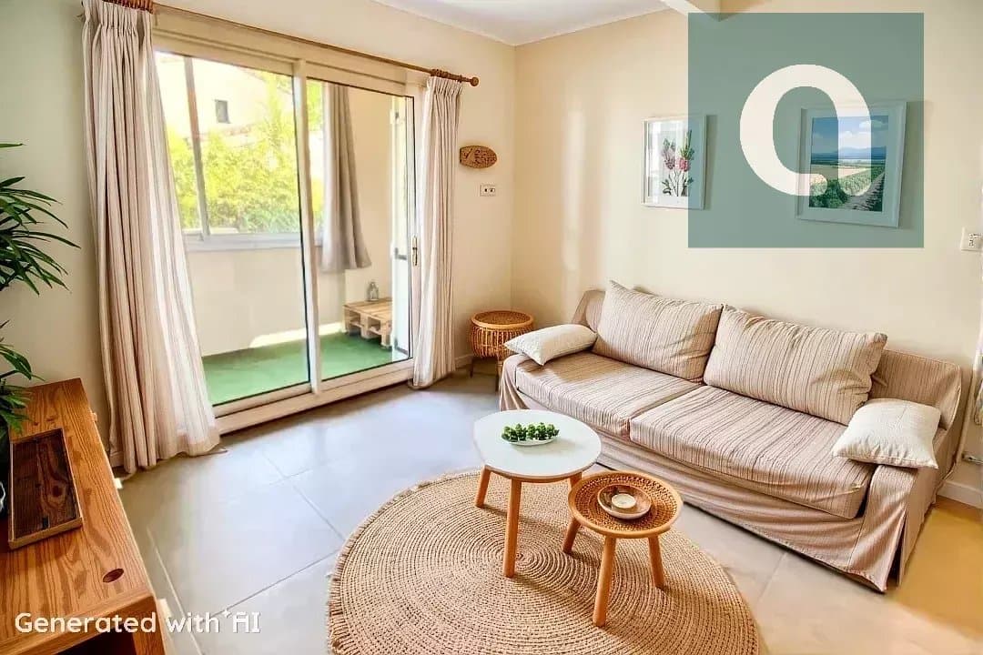 Salon lumineux avec canapé et décor minimaliste.
